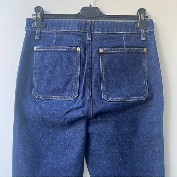 Khaite Raquel Patch Pocket Crop Flare Jeans - Dark Blue Wash - Size 31 - Picture 9 of 14